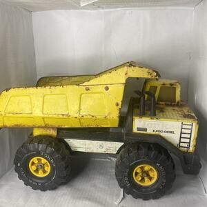 Vintage 1980s 16” Mighty Tonka XMB-975 Metal Dump Truck Yellow Turbo Diesel